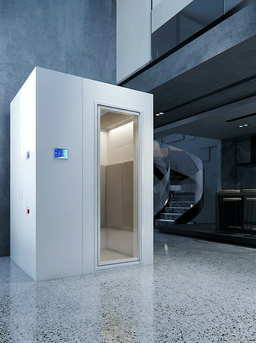 Electric whole-body cryo chamber integrated into a private residential wellness suite
